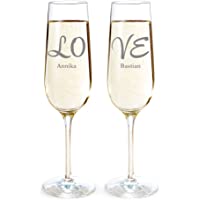 AMAVEL Set de 2 Copas de champán con Grabado Love – Personalizado con [Nombre] – Regalos de Amor – Regalos de San…